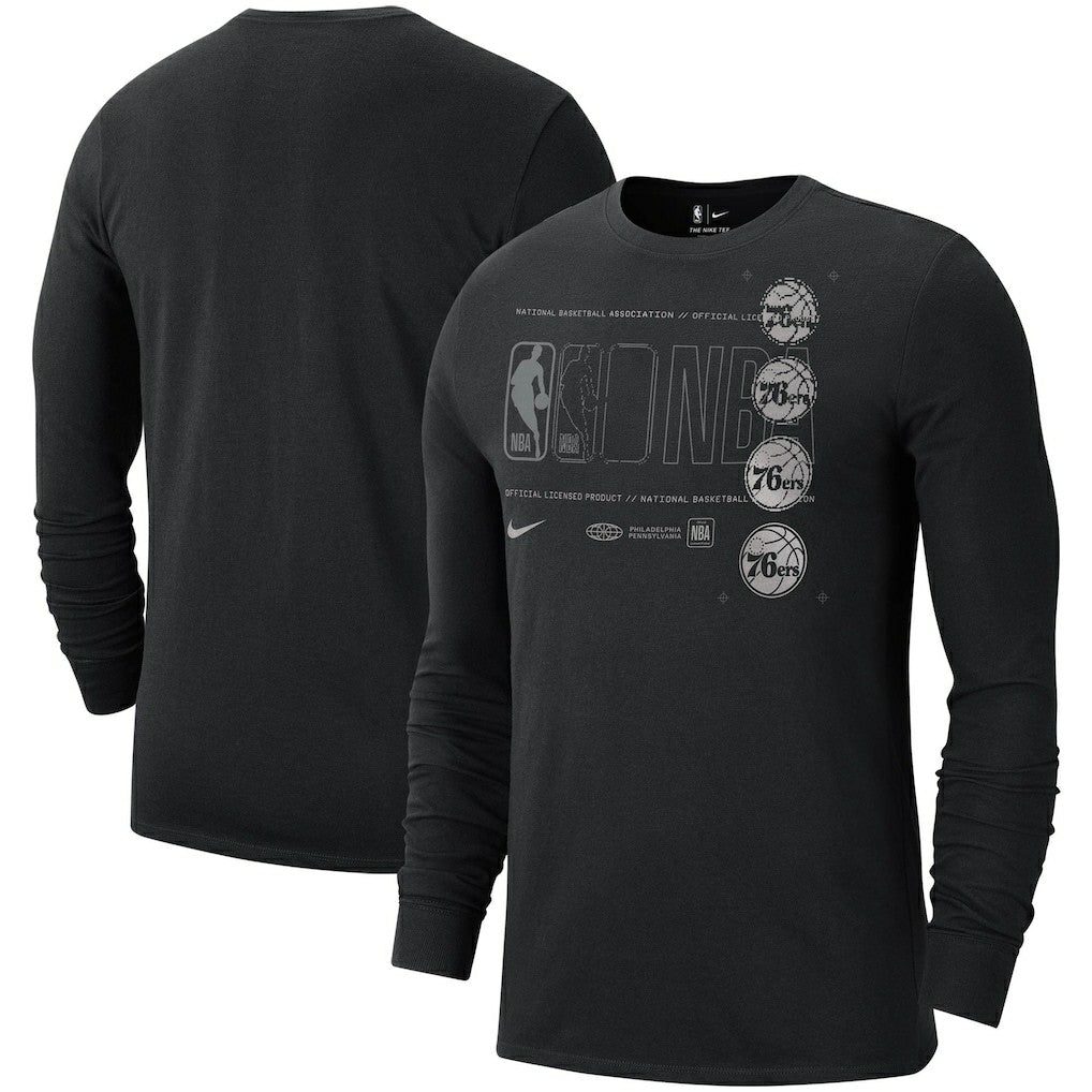 Nike Philadelphia 76ers Courtside Chrome Long Sleeve T-Shirt Black