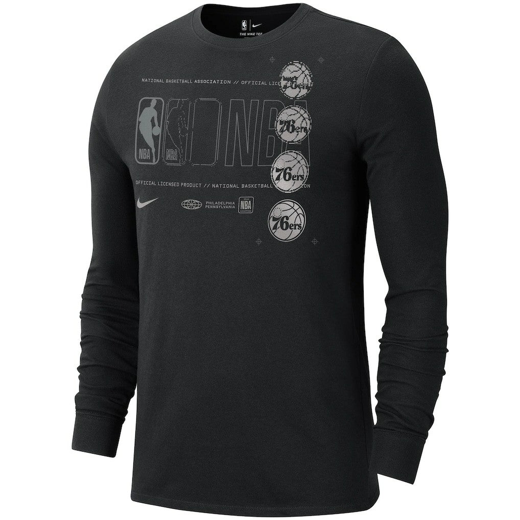 Nike Philadelphia 76ers Courtside Chrome Long Sleeve T-Shirt Black