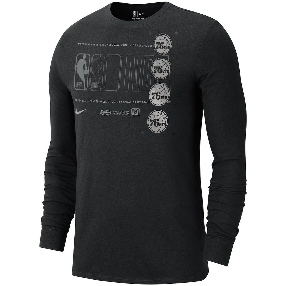 Nike Philadelphia 76ers Courtside Chrome Long Sleeve T-Shirt Black