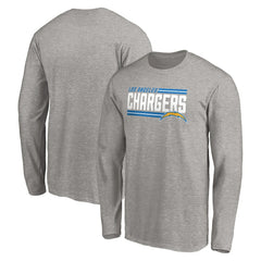 Los Angeles Chargers On Side Stripe Long Sleeve T-Shirt - Heathered Gray - Fanatics