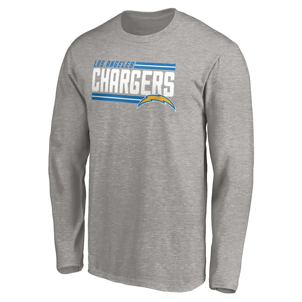 Los Angeles Chargers On Side Stripe Long Sleeve T-Shirt - Heathered Gray - Fanatics
