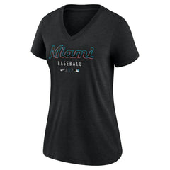Miami Marlins Nike Women's Authentic Collection Tri-Blend V-Neck T-Shirt for sale