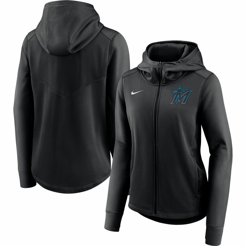 Miami Marlins Nike Women's Authentic Collection Baseball Performance Full-Zip Hoodie Discount