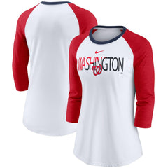 Washington Nationals Nike Women's Color Split Tri-Blend 3/4-Sleeve Raglan T-Shirt Sale