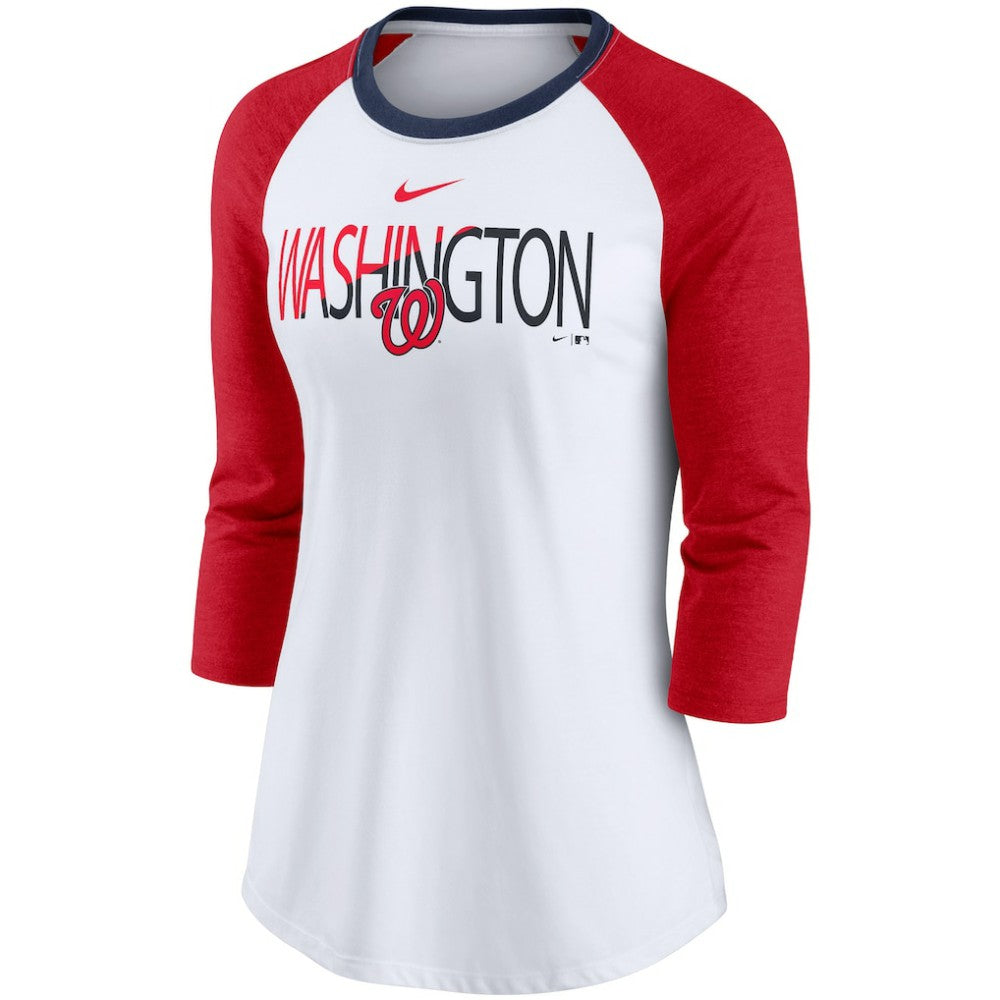 Washington Nationals Nike Women's Color Split Tri-Blend 3/4-Sleeve Raglan T-Shirt Sale