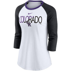 Colorado Rockies Nike Women's Color Split Tri-Blend 3/4-Sleeve Raglan T-Shirt Sale