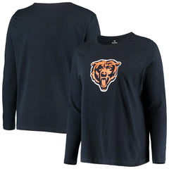 Chicago Bears Women's Plus Size Primary Logo Long Sleeve Scoop Neck T-Shirt - Navy - Fanatics
