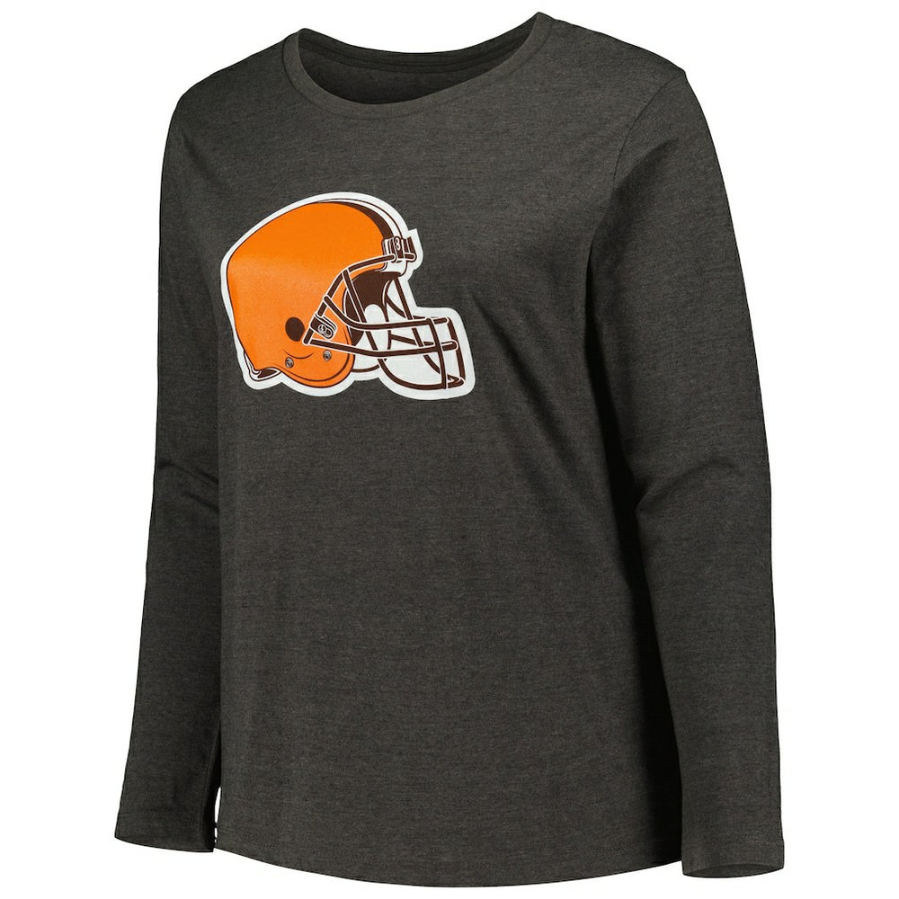 Cleveland Browns Women's Plus Size Primary Logo Long Sleeve Scoop Neck T-Shirt - Charcoal - Fanatics