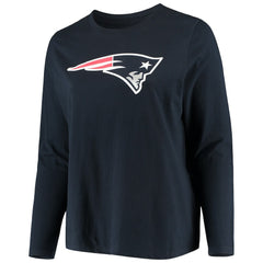 New England Patriots Women's Plus Size Primary Logo Long Sleeve Scoop Neck T-Shirt - Navy - Fanatics