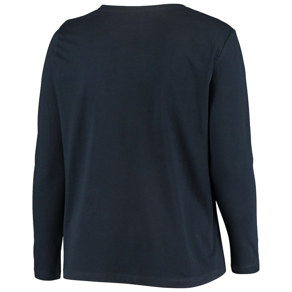 New England Patriots Women's Plus Size Primary Logo Long Sleeve Scoop Neck T-Shirt - Navy - Fanatics