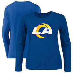 Los Angeles Rams Women's Plus Size Primary Logo Long Sleeve Scoop Neck T-Shirt - Royal - Fanatics