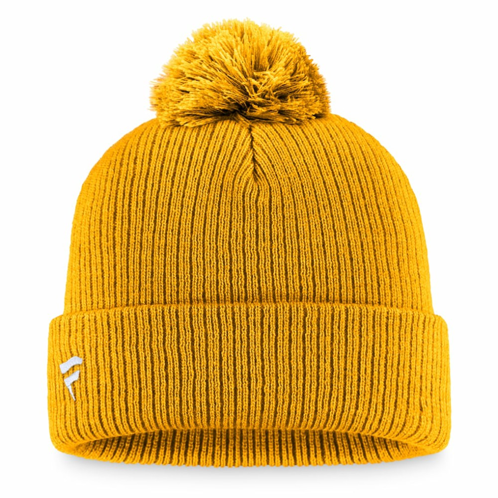 Nashville Predators Fanatics Primary Logo Cuffed Knit Hat with Pom - Gold | Fanatics Clearance
