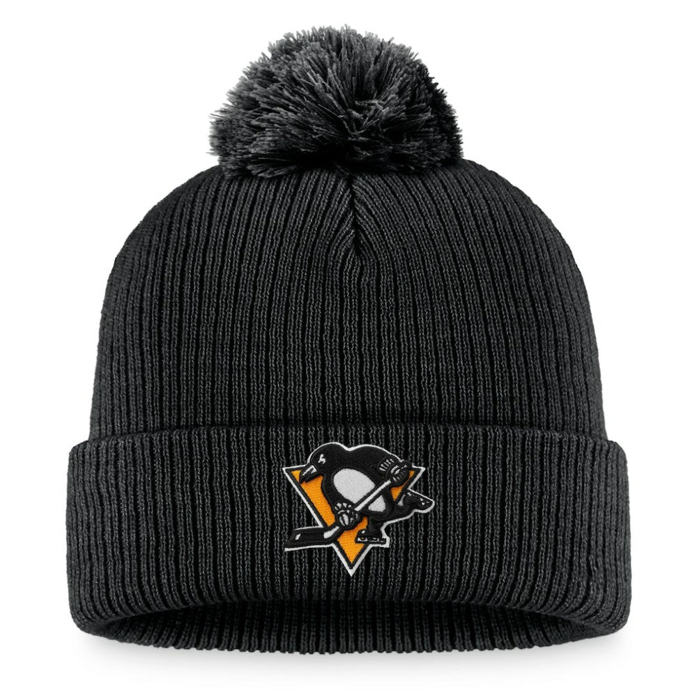 Pittsburgh Penguins Fanatics Primary Logo Cuffed Knit Hat with Pom - Black | Fanatics sale