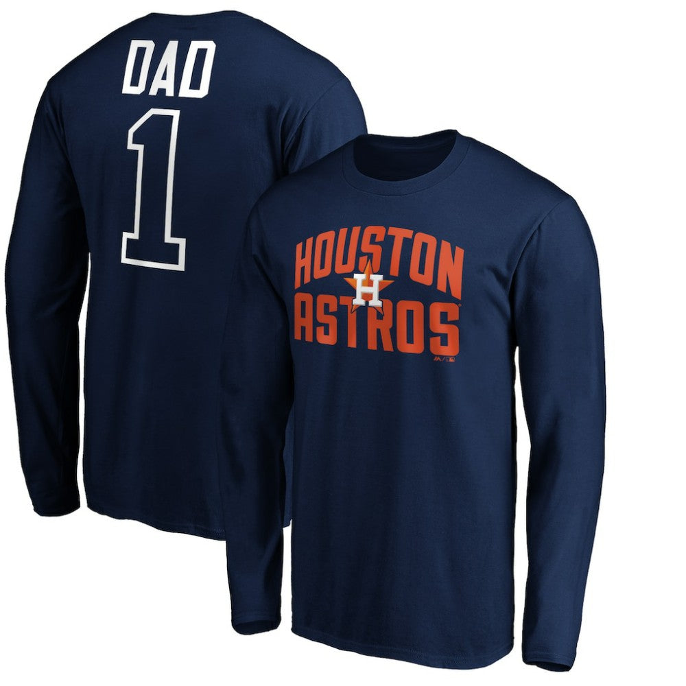 Houston Astros Father's Day #1 Dad Long Sleeve T-Shirt Outlet