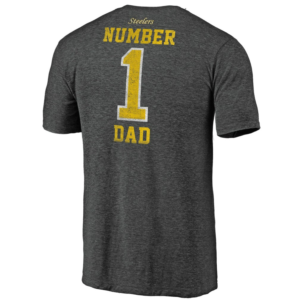 Pittsburgh Steelers #1 Dad Team Logo T-Shirt - Charcoal - NFL