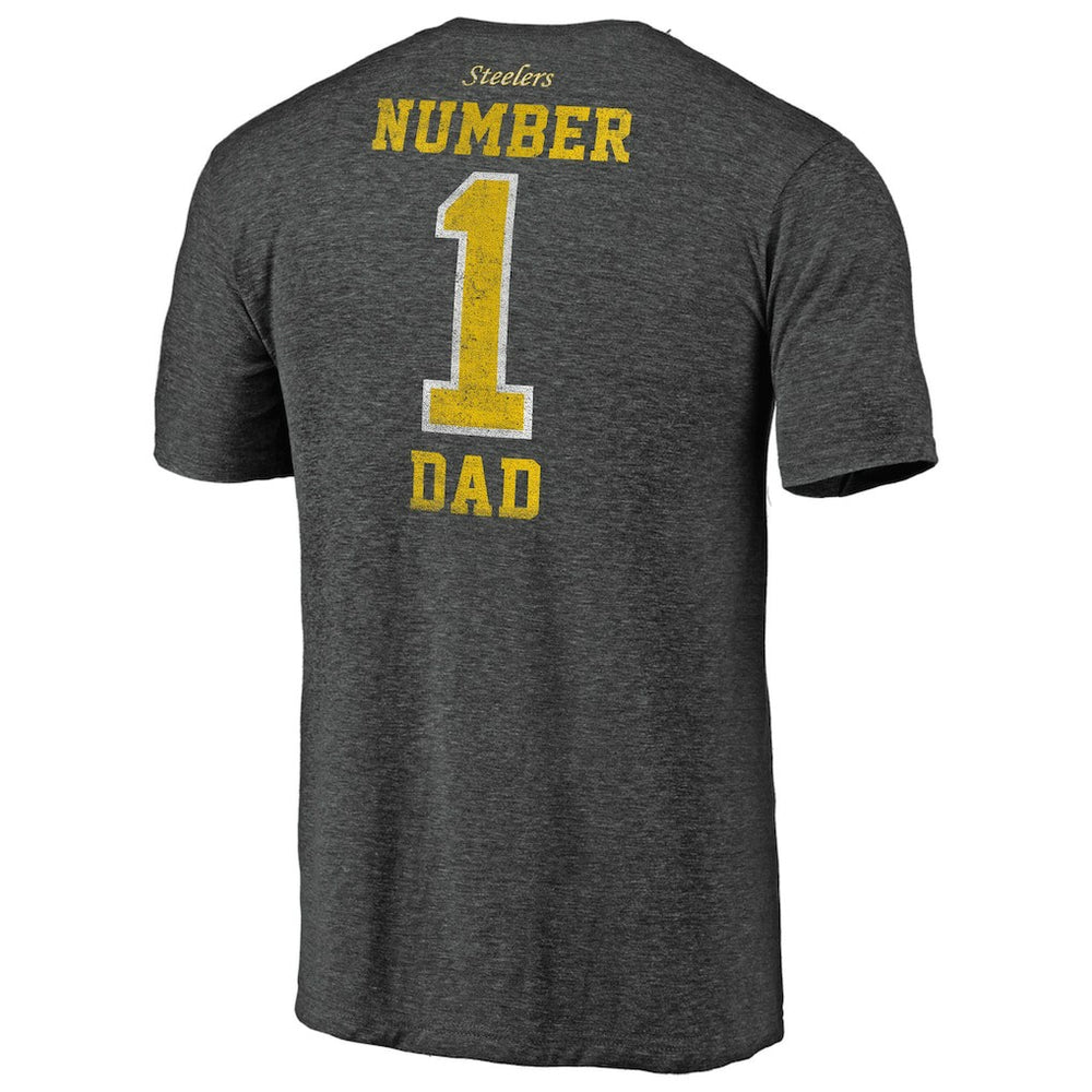 Pittsburgh Steelers #1 Dad Team Logo T-Shirt - Charcoal - NFL