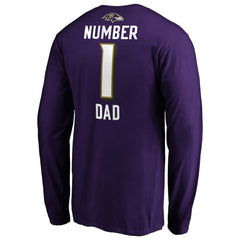 Baltimore Ravens #1 Dad Long Sleeve Team Logo T-Shirt - Purple - NFL