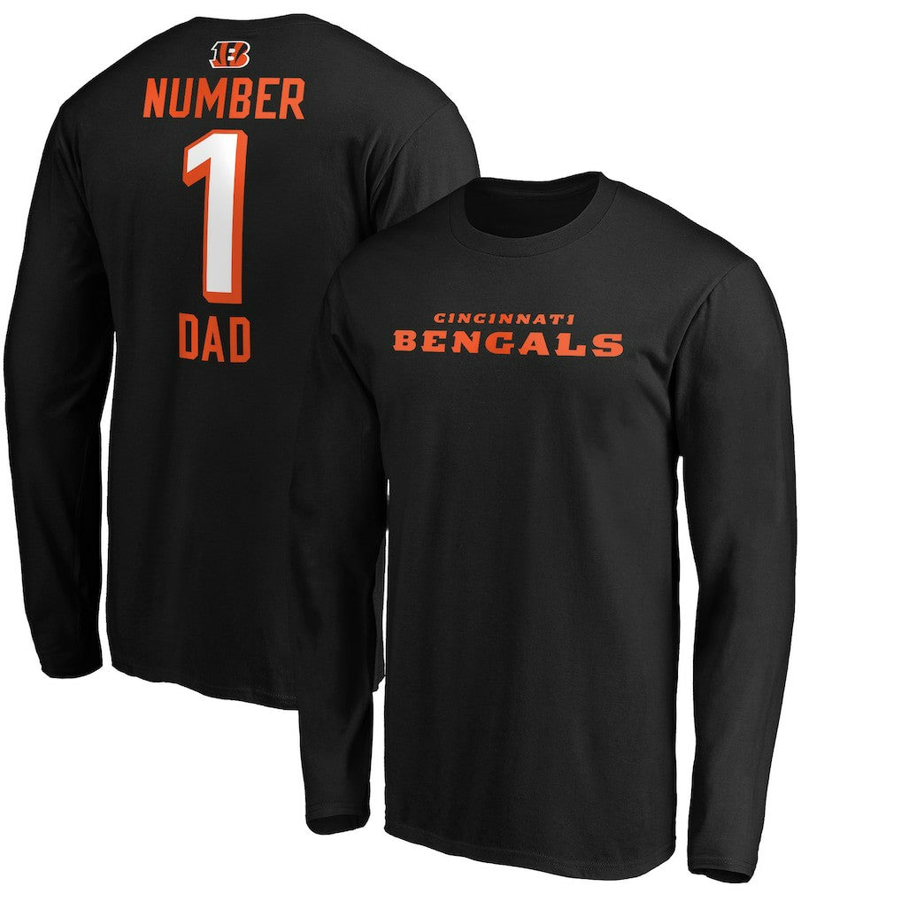 Cincinnati Bengals #1 Dad Long Sleeve Team Logo T-Shirt - Black - NFL