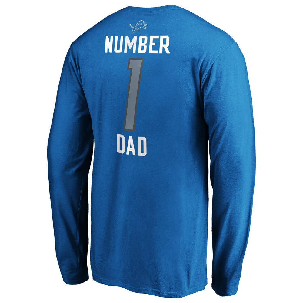 Detroit Lions #1 Dad Long Sleeve Team Logo T-Shirt - Blue - NFL