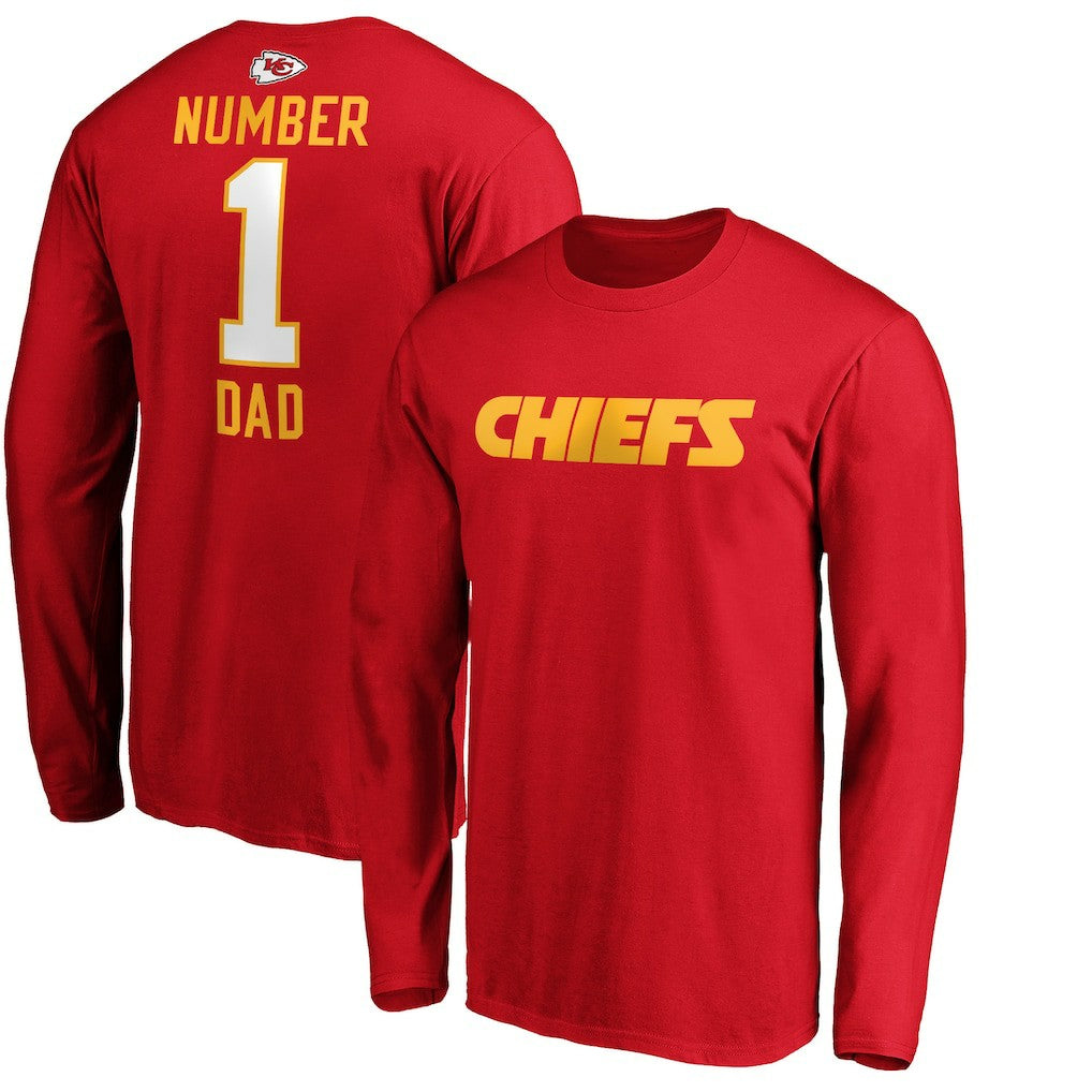 Kansas City Chiefs #1 Dad Long Sleeve Team Logo T-Shirt - Red - NFL