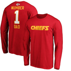 Kansas City Chiefs #1 Dad Long Sleeve Team Logo T-Shirt - Red - NFL