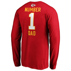 Kansas City Chiefs #1 Dad Long Sleeve Team Logo T-Shirt - Red - NFL