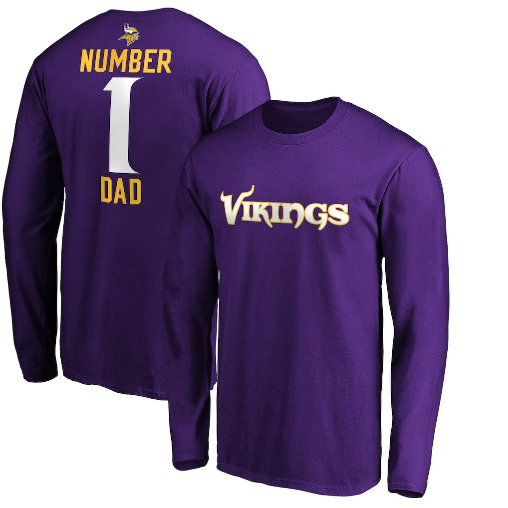 Minnesota Vikings #1 Dad Long Sleeve Team Logo T-Shirt - Purple - NFL