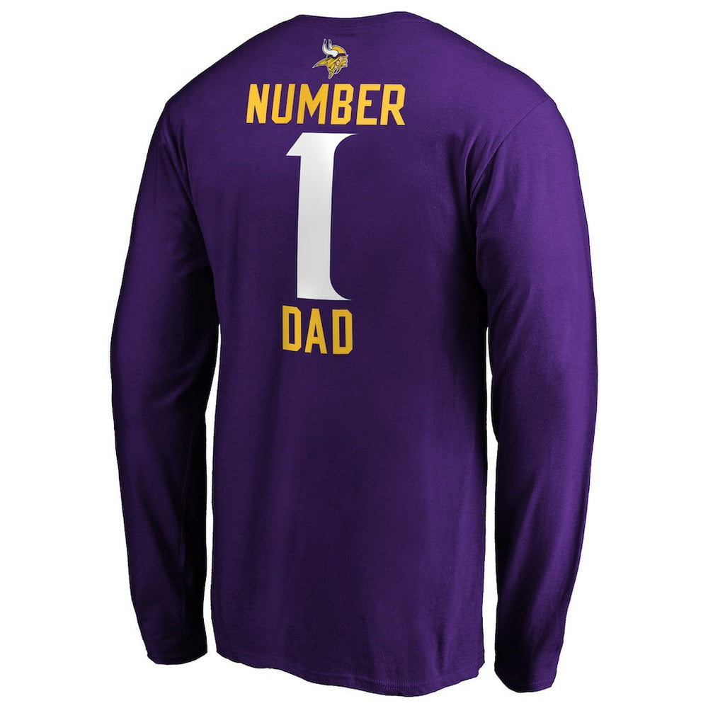 Minnesota Vikings #1 Dad Long Sleeve Team Logo T-Shirt - Purple - NFL