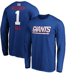 New York Giants #1 Dad Long Sleeve Team Logo T-Shirt - Royal - NFL