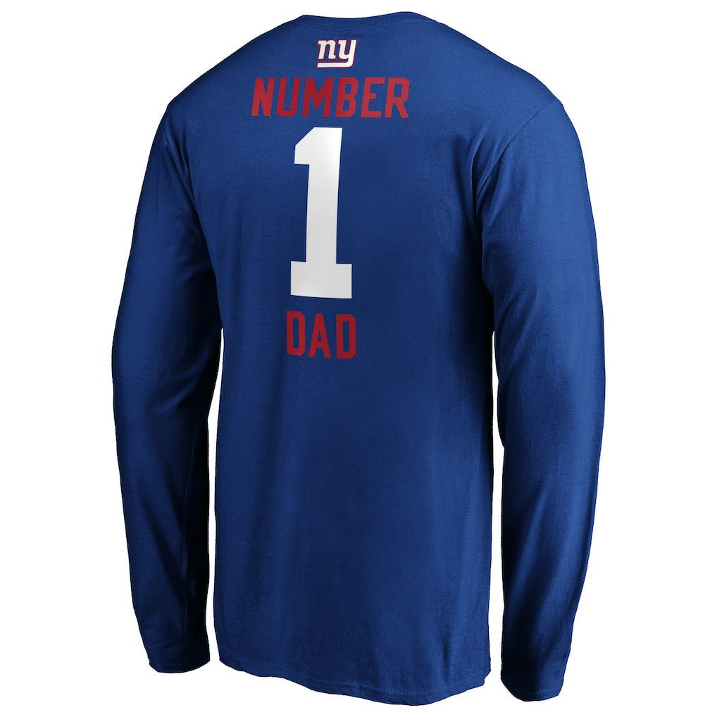New York Giants #1 Dad Long Sleeve Team Logo T-Shirt - Royal - NFL