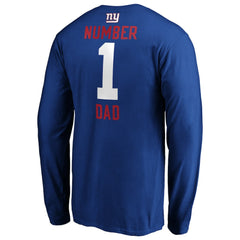 New York Giants #1 Dad Long Sleeve Team Logo T-Shirt - Royal - NFL