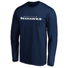 Seattle Seahawks #1 Dad Long Sleeve Team Logo T-Shirt - College Navy - NFL