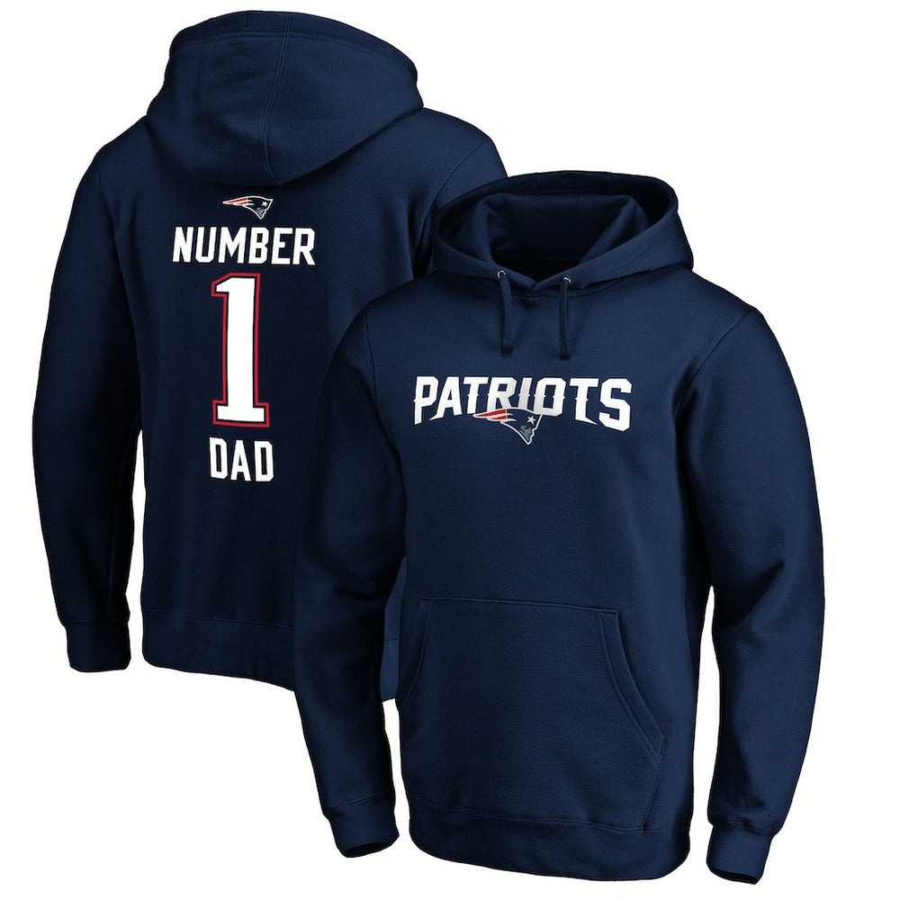 New England Patriots #1 Dad Pullover Hoodie - Navy - NFL