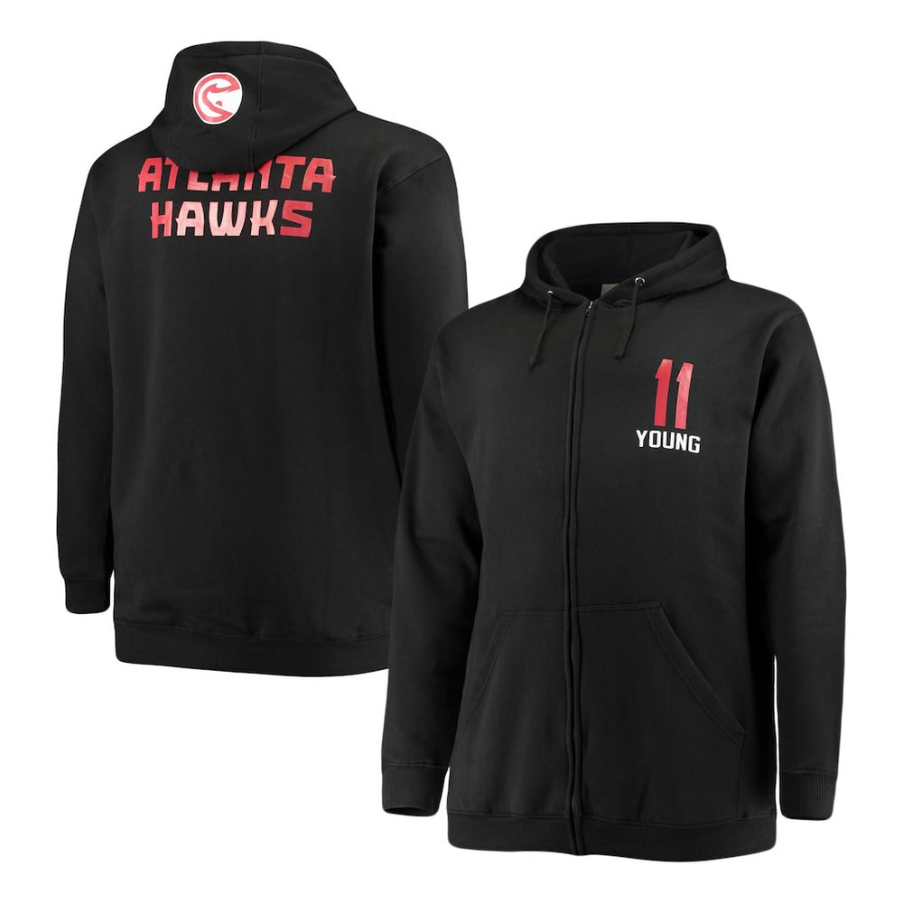 Fanatics Trae Young Atlanta Hawks Big & Tall Player Name & Number Full-Zip Hoodie Jacket Black