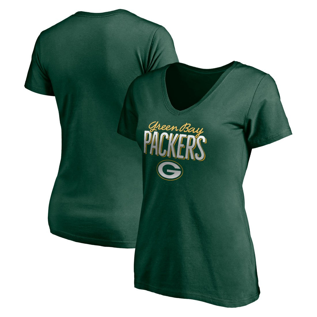 Green Bay Packers Women's Nostalgia V-Neck T-Shirt - Green - Fanatics