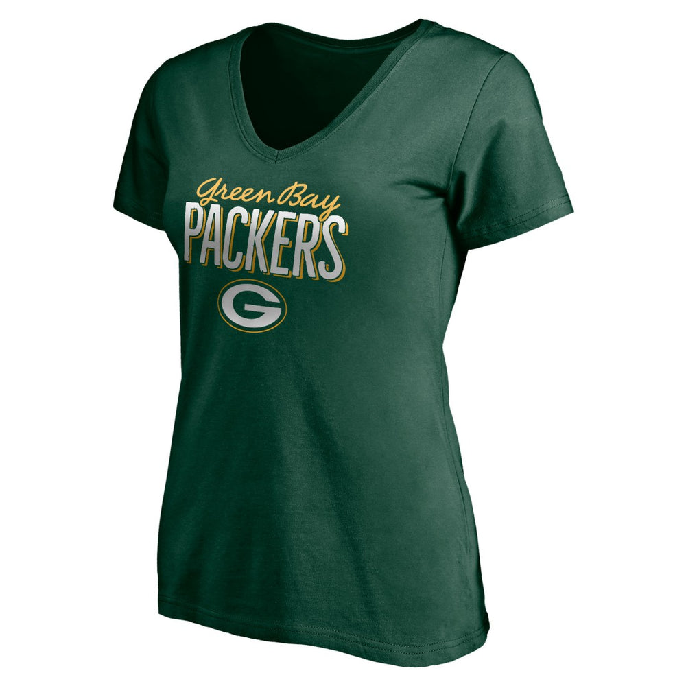 Green Bay Packers Women's Nostalgia V-Neck T-Shirt - Green - Fanatics