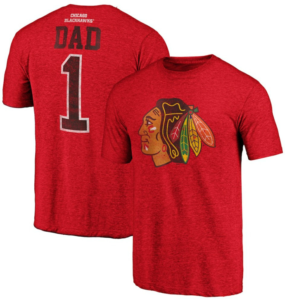 Chicago Blackhawks Greatest Dad Tri-Blend T-Shirt - Red | NHL Clearance