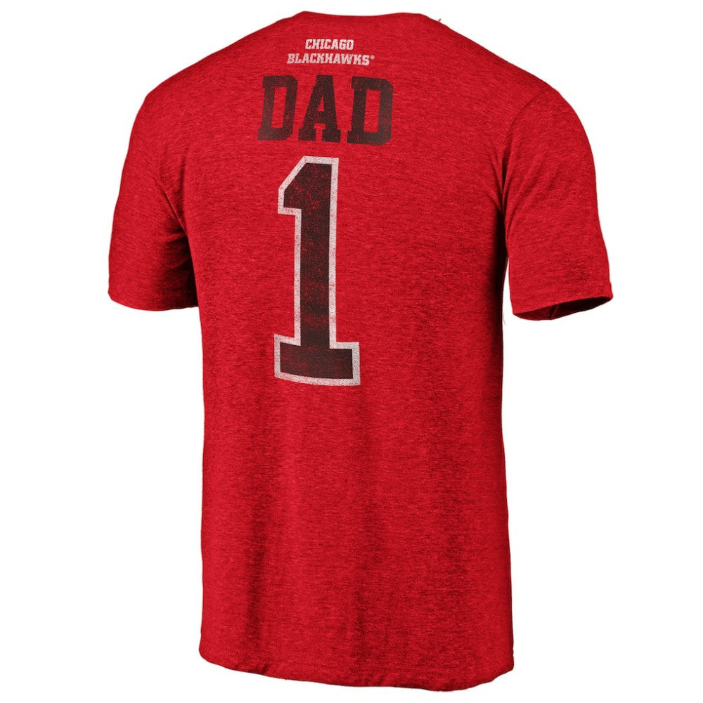 Chicago Blackhawks Greatest Dad Tri-Blend T-Shirt - Red | NHL Clearance