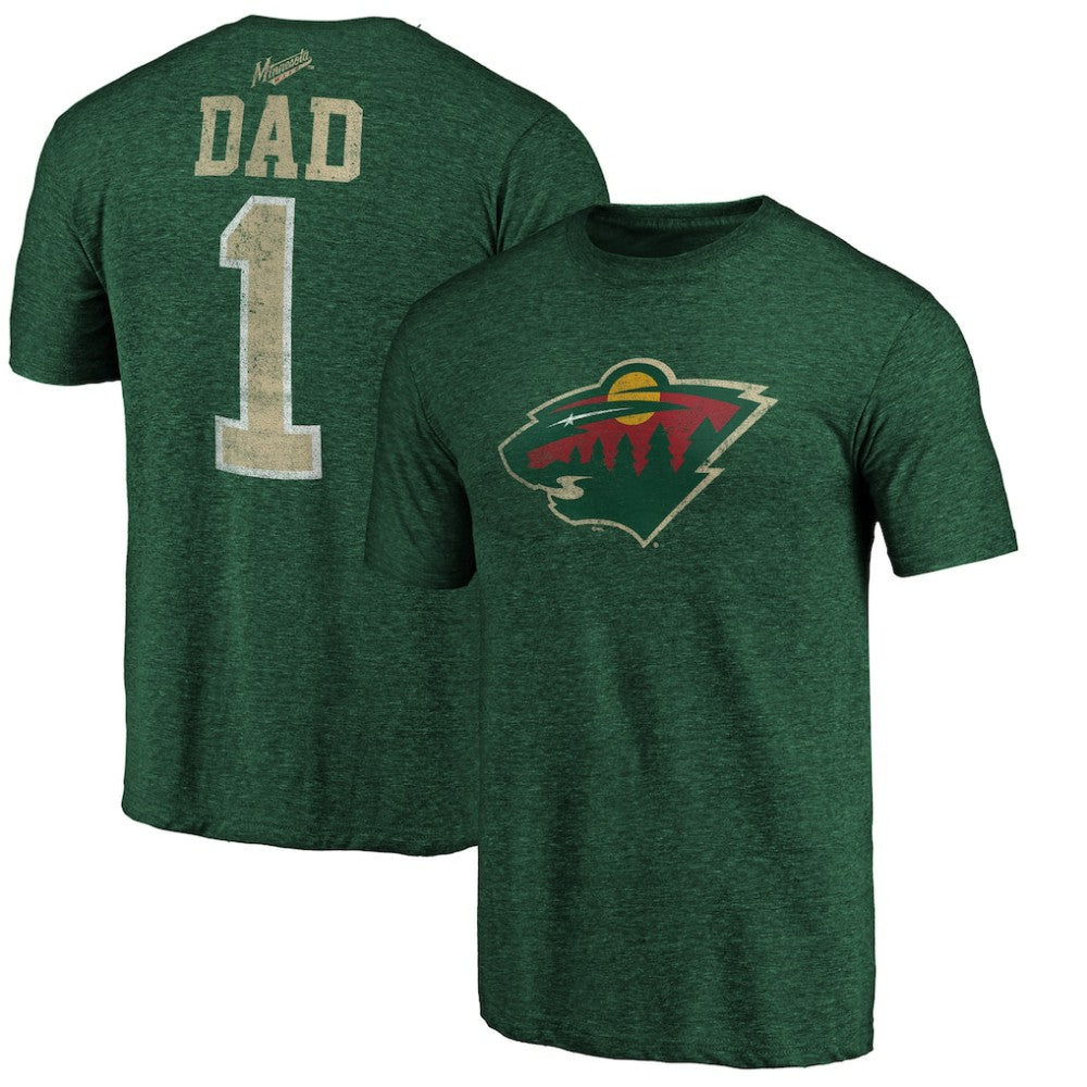 Minnesota Wild Greatest Dad Tri-Blend T-Shirt - Green | NHL discount