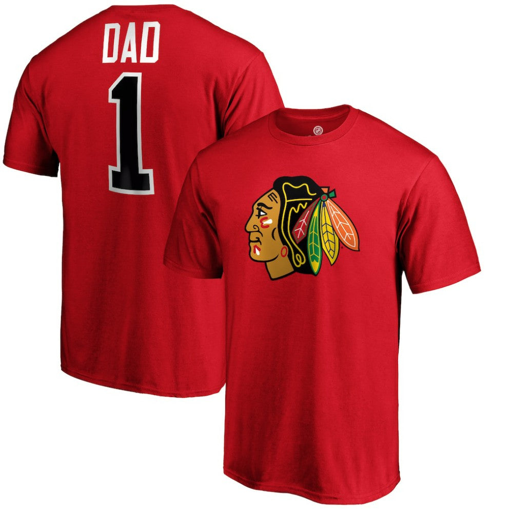 Chicago Blackhawks #1 Dad T-Shirt - Red | NHL near me