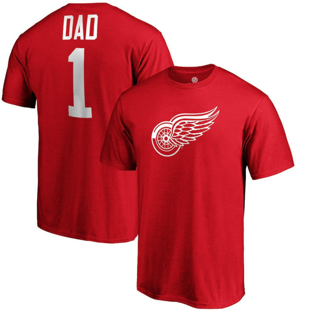 Detroit Red Wings #1 Dad T-Shirt - Red | NHL Clearance