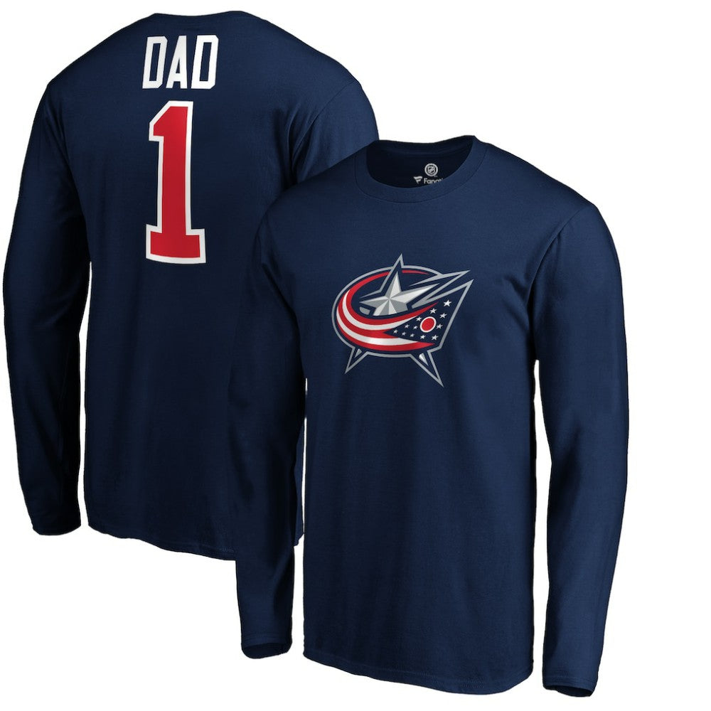 Columbus Blue Jackets #1 Dad Long Sleeve T-Shirt - Navy | NHL discount