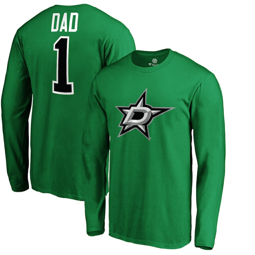 Dallas Stars #1 Dad Long Sleeve T-Shirt - Kelly Green | NHL Lifestyle