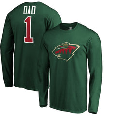 Minnesota Wild #1 Dad Long Sleeve T-Shirt - Green | NHL discount