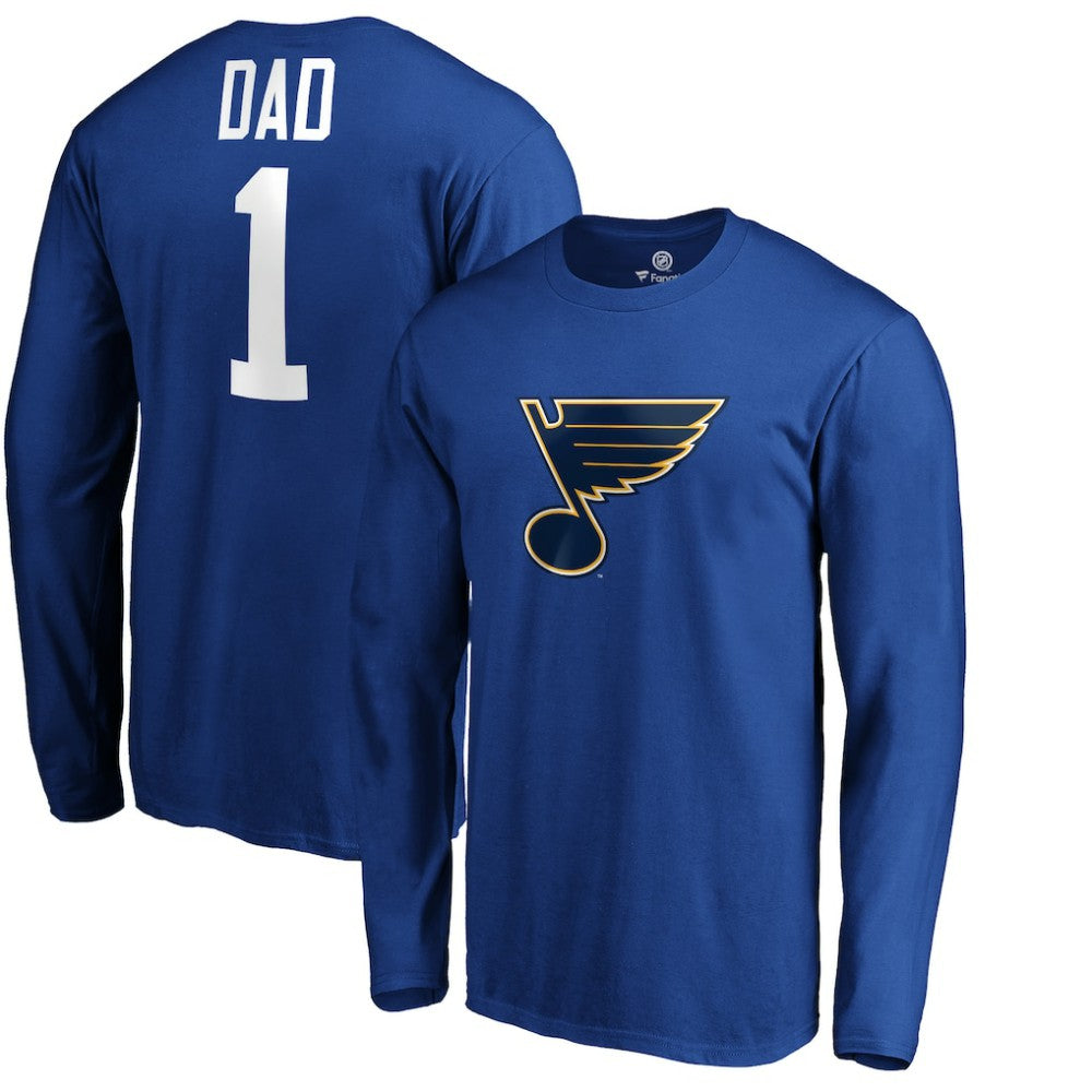 St. Louis Blues #1 Dad Long Sleeve T-Shirt - Blue | NHL Clearance