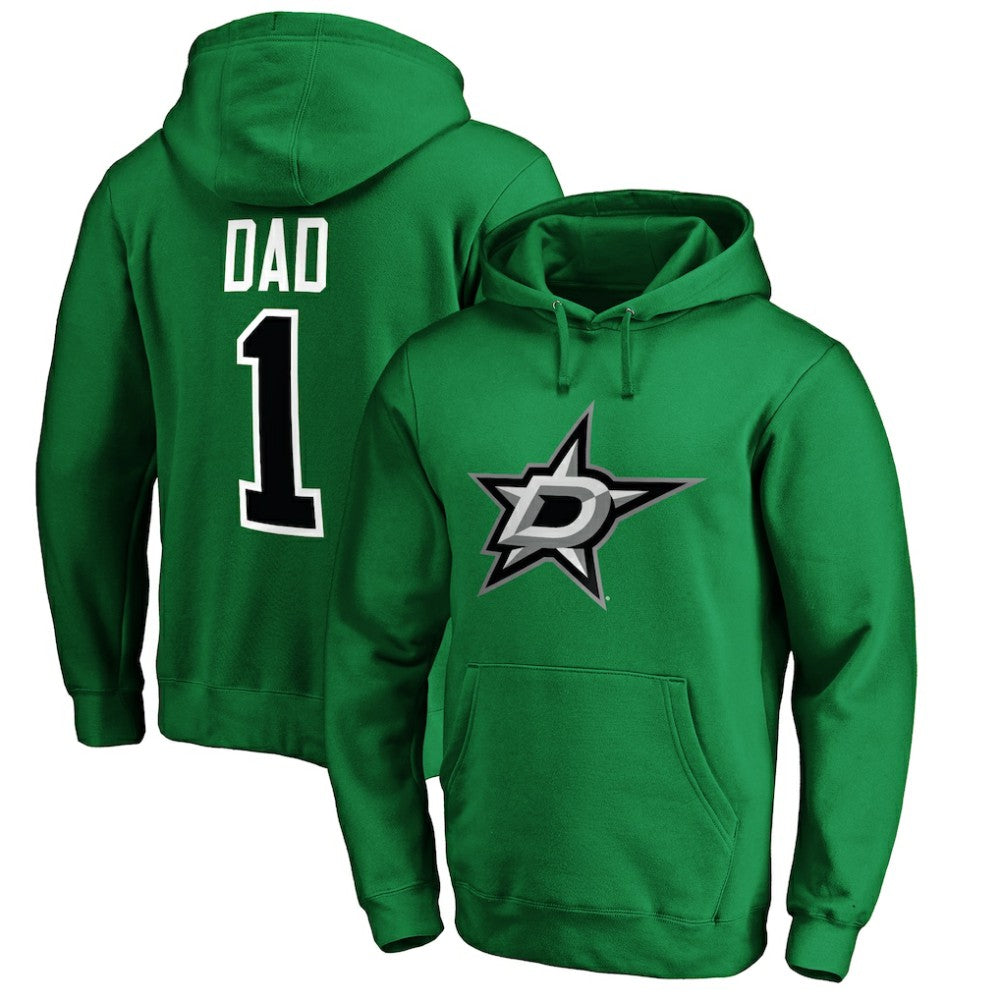 Dallas Stars #1 Dad Pullover Hoodie - Kelly Green | NHL Clearance