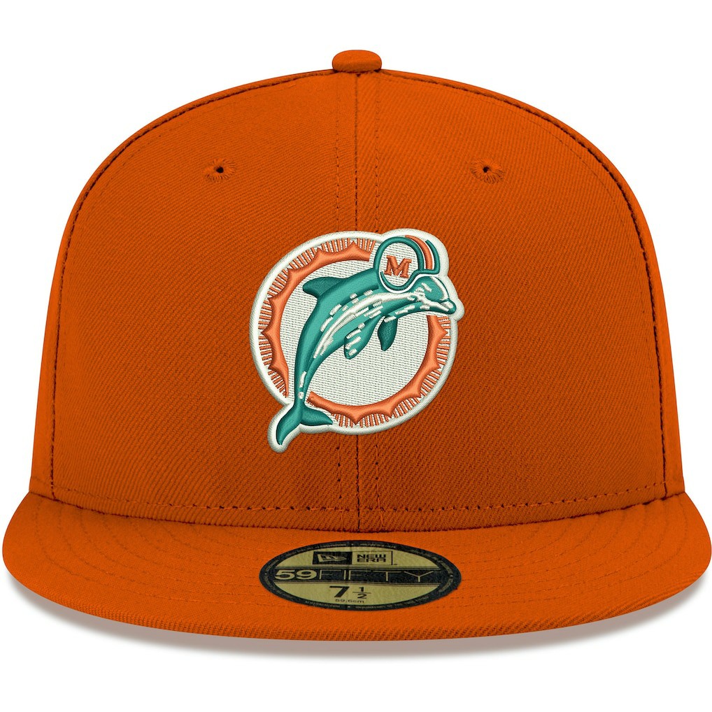 Miami Dolphins New Era Omaha Throwback 59FIFTY Fitted Hat - Orange - NFL