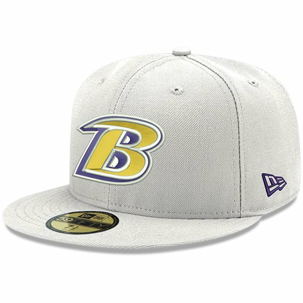 Baltimore Ravens New Era Omaha Lettermark 59FIFTY Fitted Hat - White - NFL