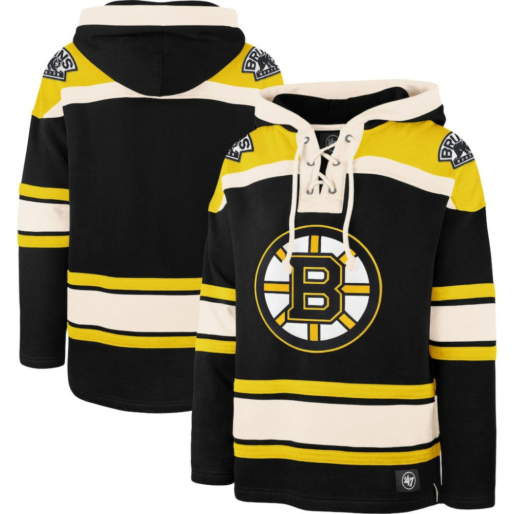 Boston Bruins '47 Superior Lacer Hoodie - Black | 47 brand Clearance