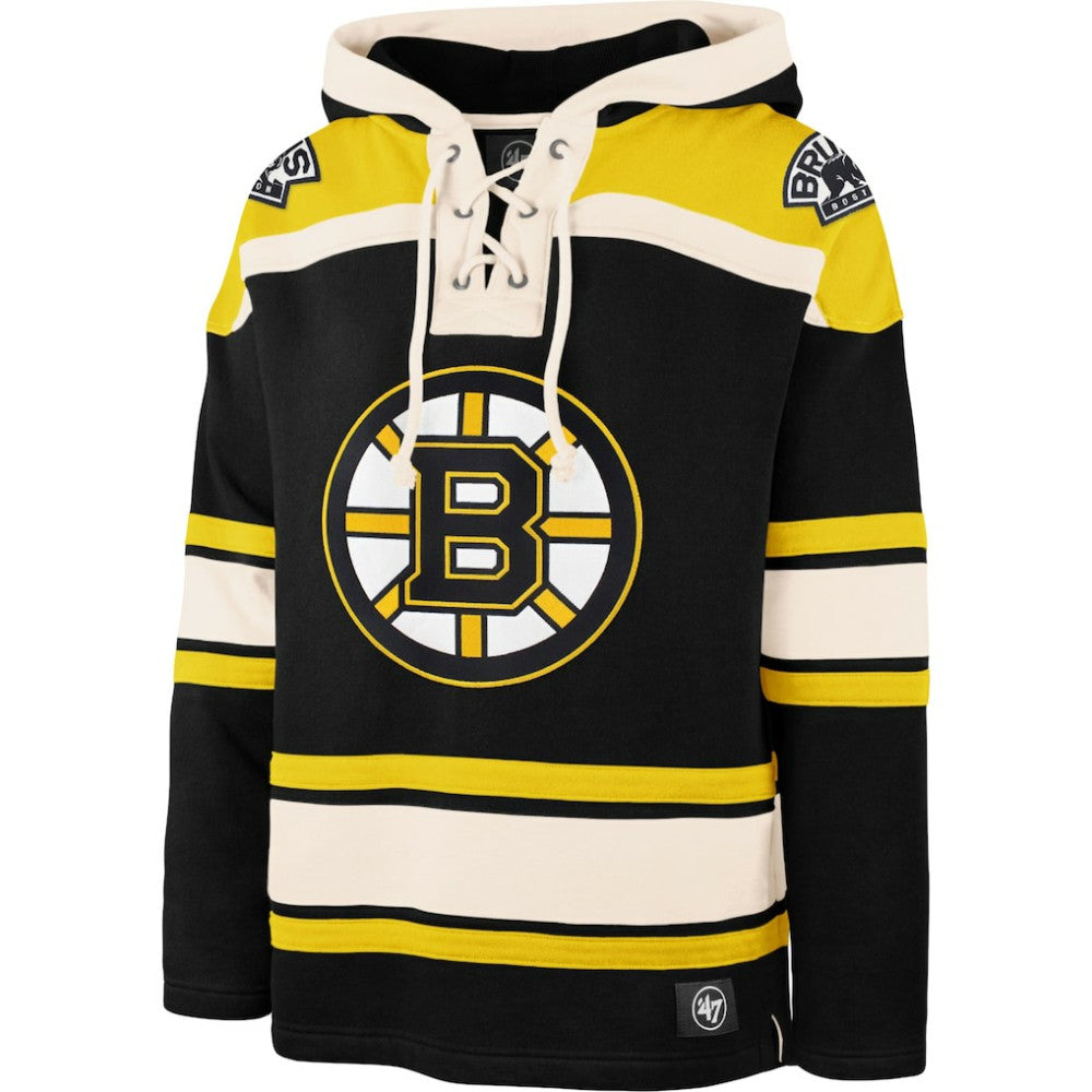 Boston Bruins '47 Superior Lacer Hoodie - Black | 47 brand Clearance